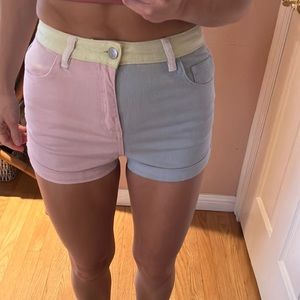 Pastel Pink/Blue Short Shorts